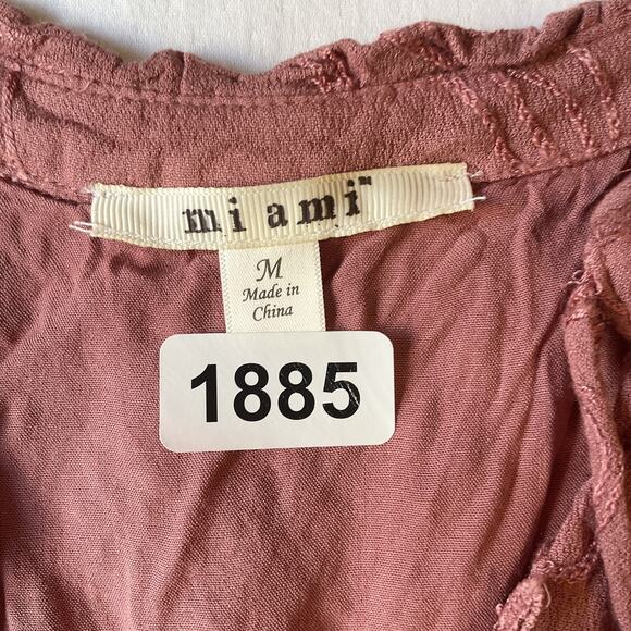 Mi Ami Women Dress M Mauve Floral Embroidery Tassel Lace Sleeveless Knee Length - Picture 2 of 9